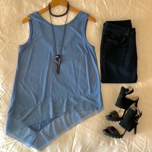 BCBGMAXAZRIA RENITA TOP IN BLUE, SIZE SMALL